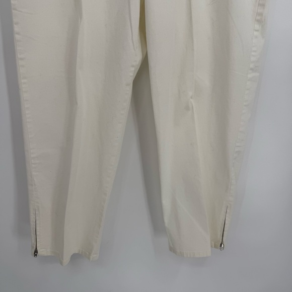 Lauren Jeans Co Ralph Lauren White Pants Womens Size 18W Tapered Leg W/ Zip Hems - Picture 3 of 9